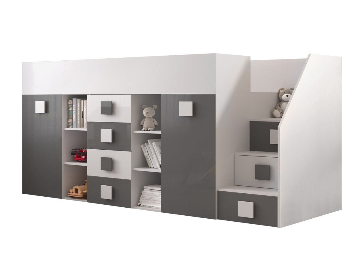 Galériaágy TOLEDO 3, Szín: Fehér + Fényes szürke + Fényes fehér, Változatok: Jobbos