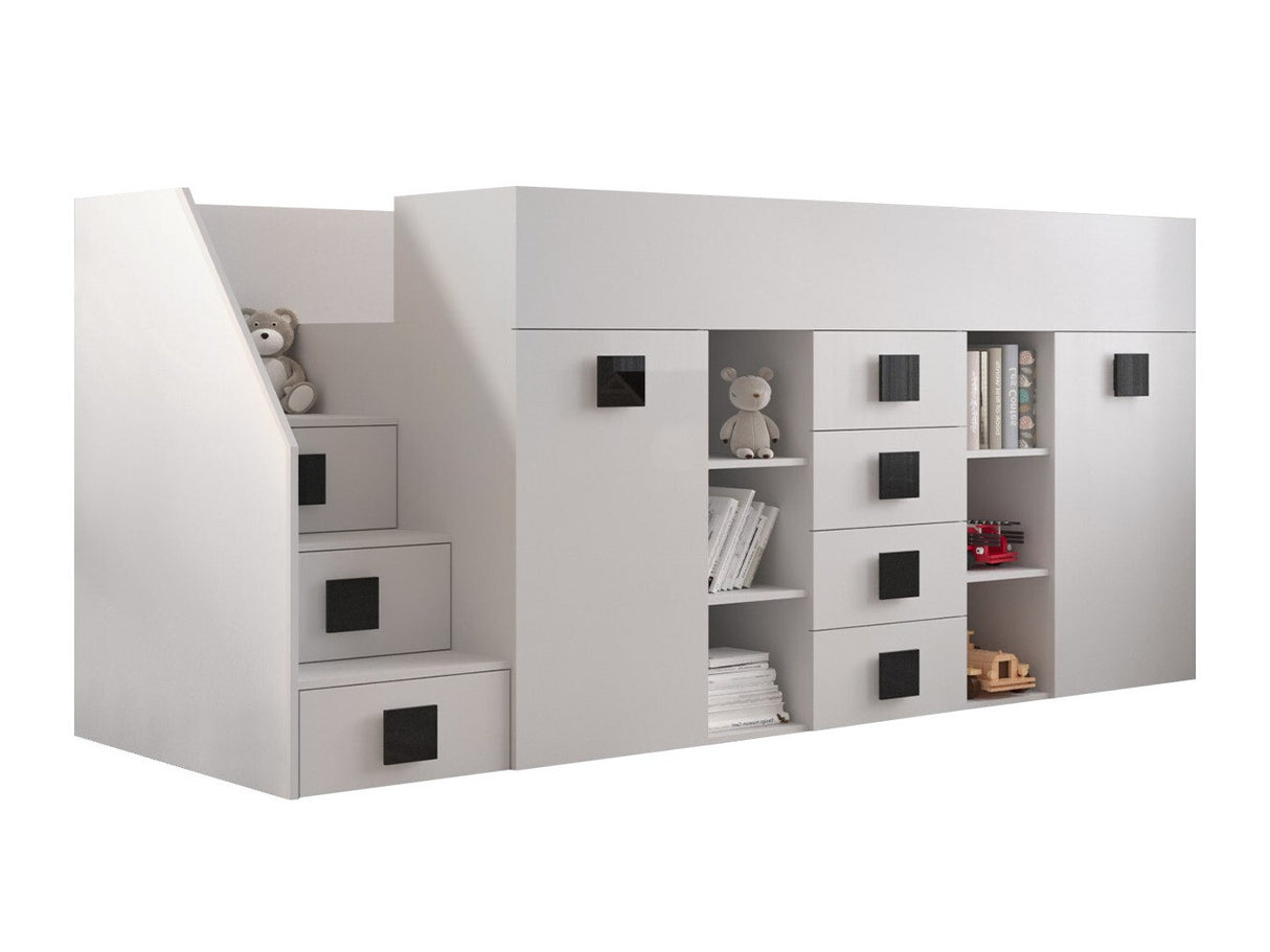 Galériaágy TOLEDO 3, Szín: Fehér + Fényes fehér + Fekete, Változatok: Balos