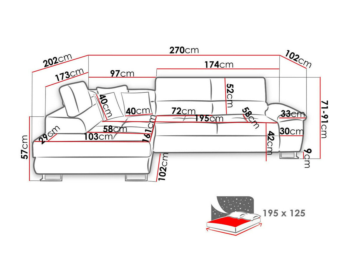 Sarokkanapé Kiságyere (Alvin), Szín: Matana 01, Változatok: Jobbos