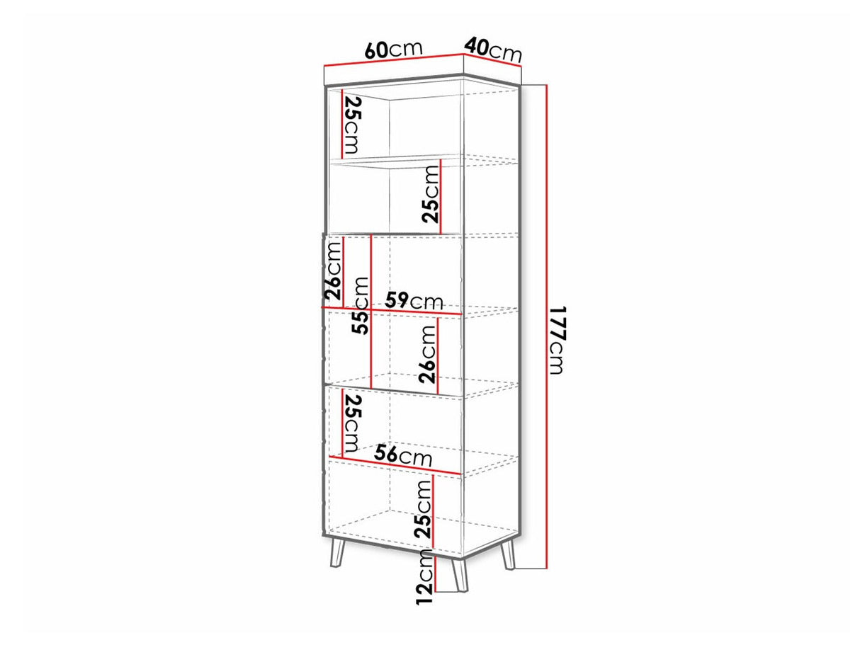 Könyvespolc ABETO 60 (Zitok), Szín: Fehér + Fényes fehér