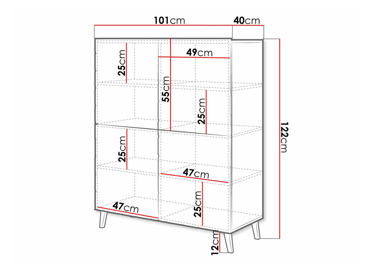 Szekrény ABETO 100 (Zitok), Szín: Fehér + Fényes fehér