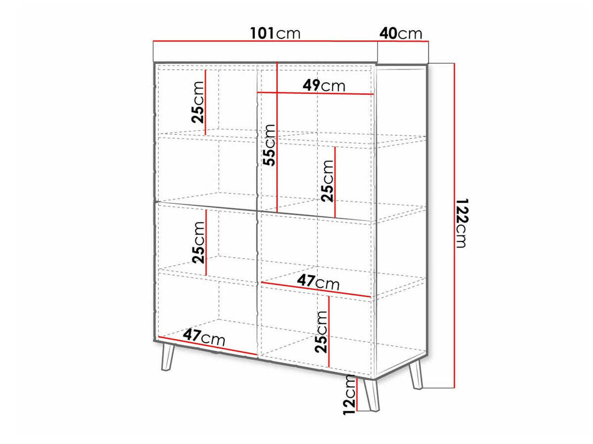 Szekrény ABETO 100 (Zitok), Szín: Fekete + Fényes fekete