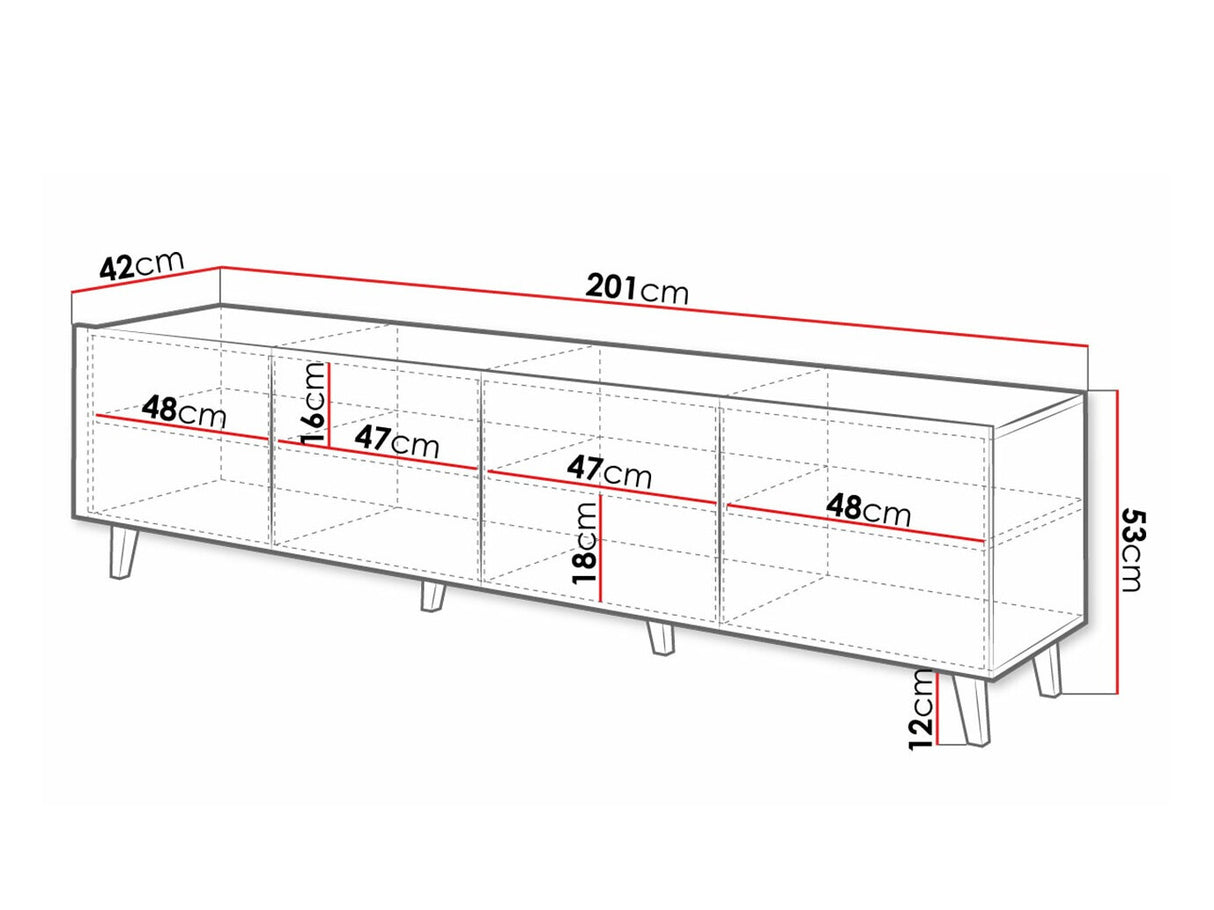 TV-állvány Etna (Itrulto), Szín: Fehér + Fekete
