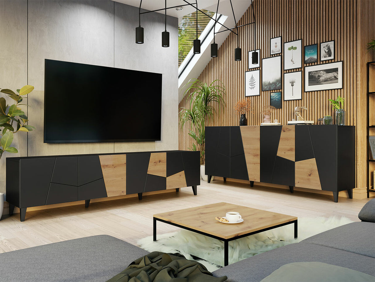 Nappali szett Etna (Itrulto I), Szín: Fekete + Craft tölgy