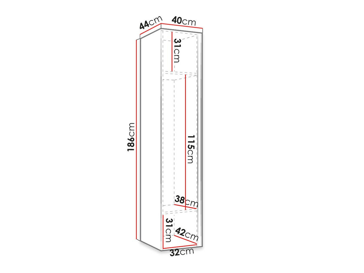 Gardróbszekrény ORION z lustrem , Szín: Artisan tölgy + Fekete