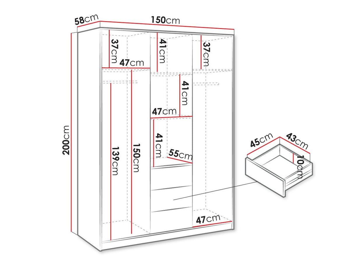 Gardróbszekrény BALI LUX D3, Wotan tölgy + Fekete