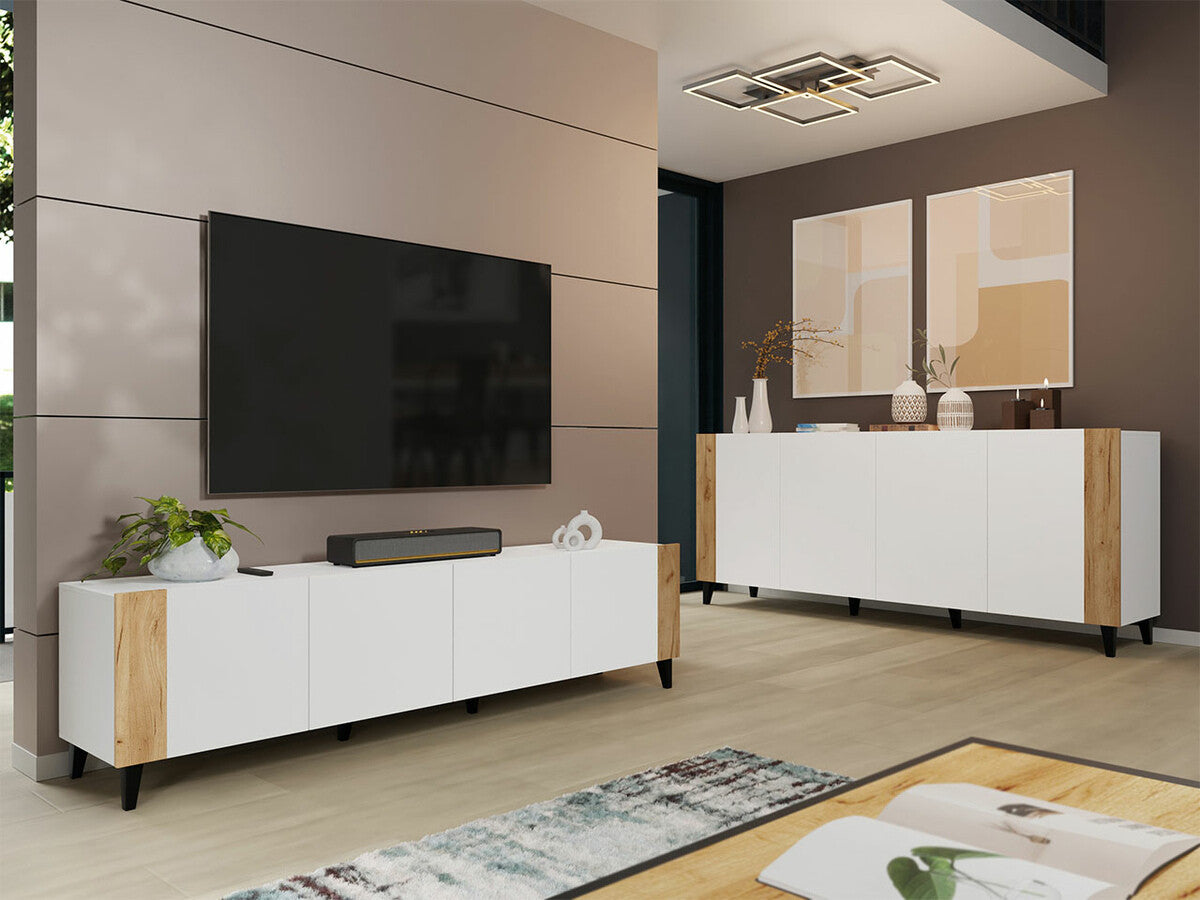 Szekrény FARO (Ezrunis), Szín: Fehér + Craft tölgy