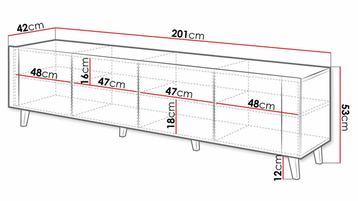 TV-állvány FARO (Ezrunis), Szín: Fekete + Craft tölgy