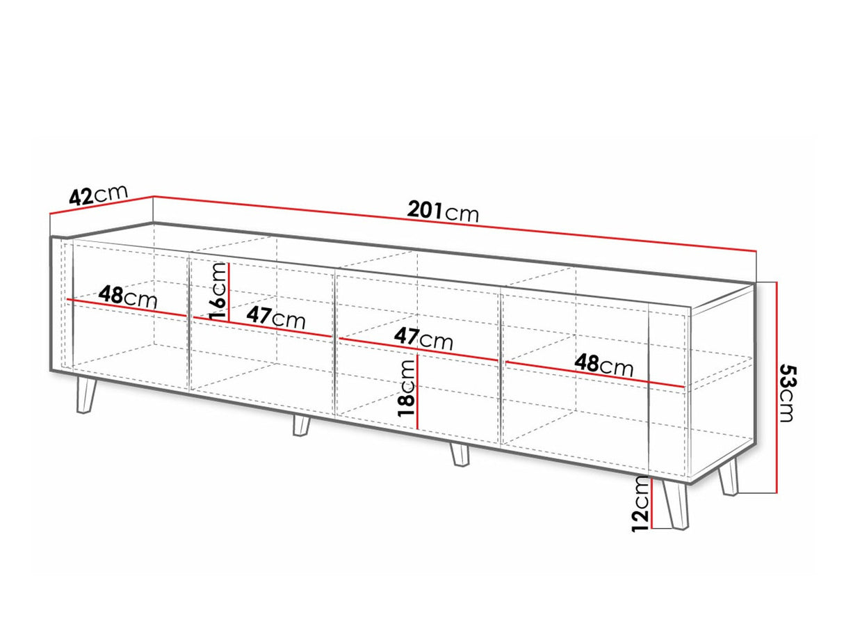 TV-állvány FARO (Ezrunis), Szín: Fehér + Craft tölgy