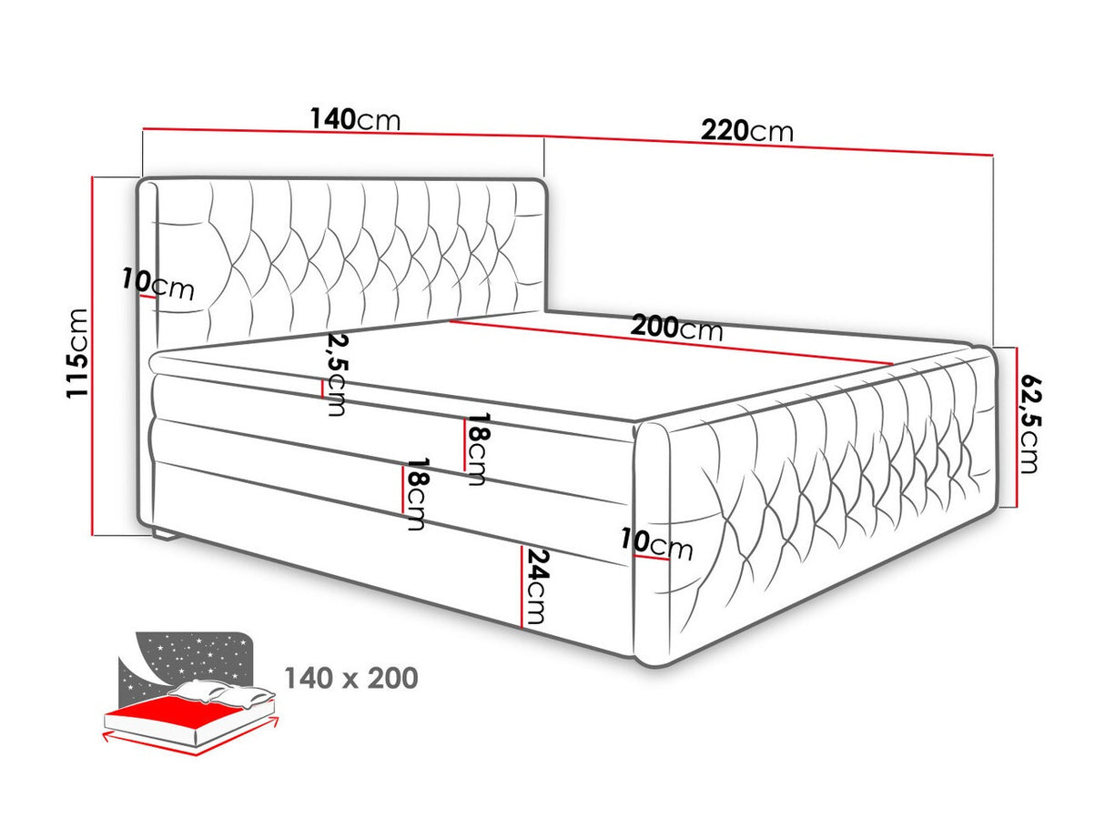 Kontinentális ágy CHESTER, Szín: Trinity 15, Alvó felület mérete: 140 x 200 cm