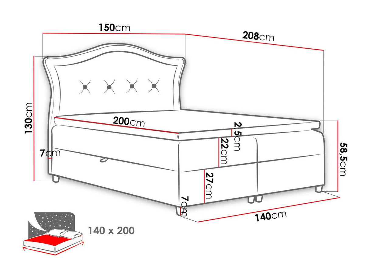 Kontinentális ágy BEDRAN (Masala), Szín: Magic Velvet 2260, Alvó felület mérete: 140 x 200 cm