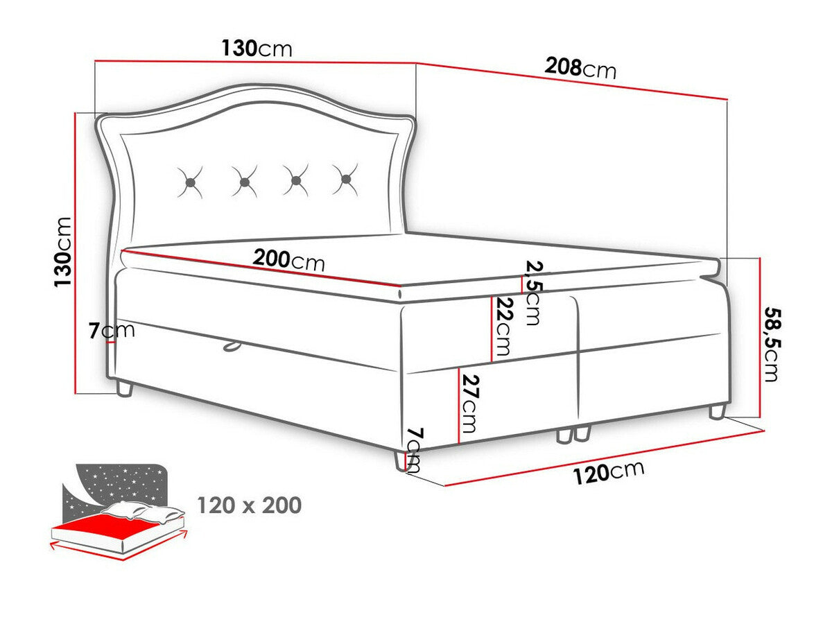 Kontinentális ágy BEDRAN (Masala), Szín: Magic Velvet 2225, Alvó felület mérete: 120 x 200 cm