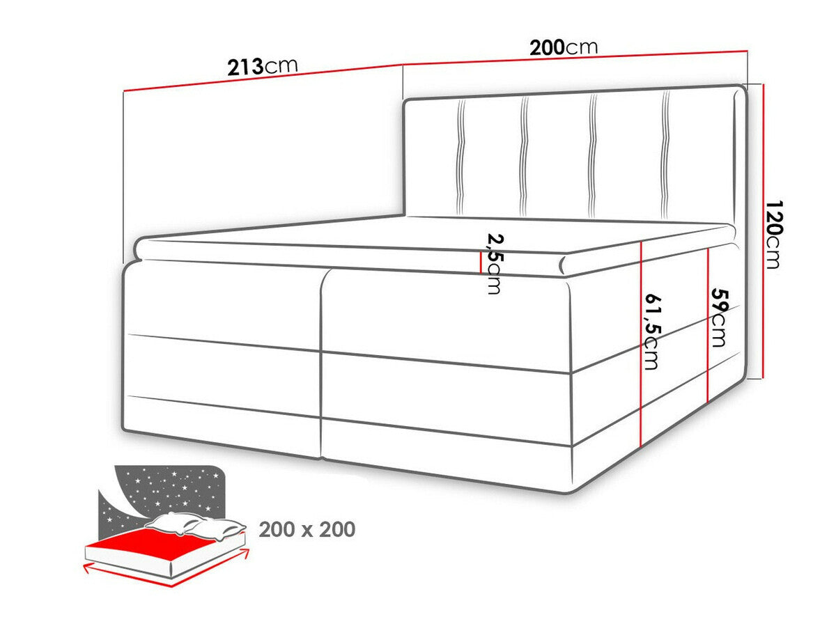 Kontinentális ágy ROYAL (Orlando), Szín: Kameleon 15 + Kameleon 63, Alvó felület mérete: 200 x 200