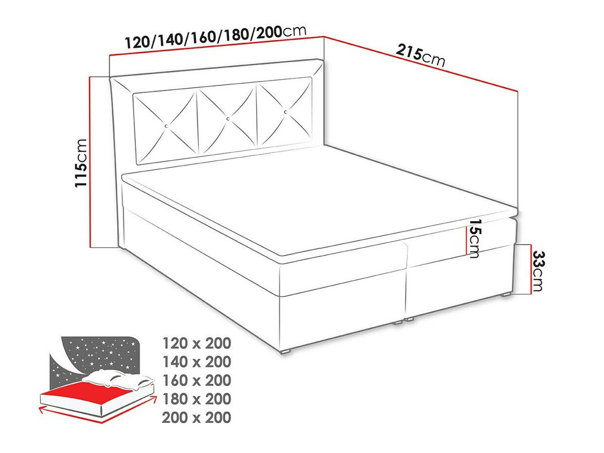 Kontinentális ágy MODEN PLUS BOX (Koay Plus Box), Szín: Victoria 14 866, Alvó felület mérete: 140 x 200 cm