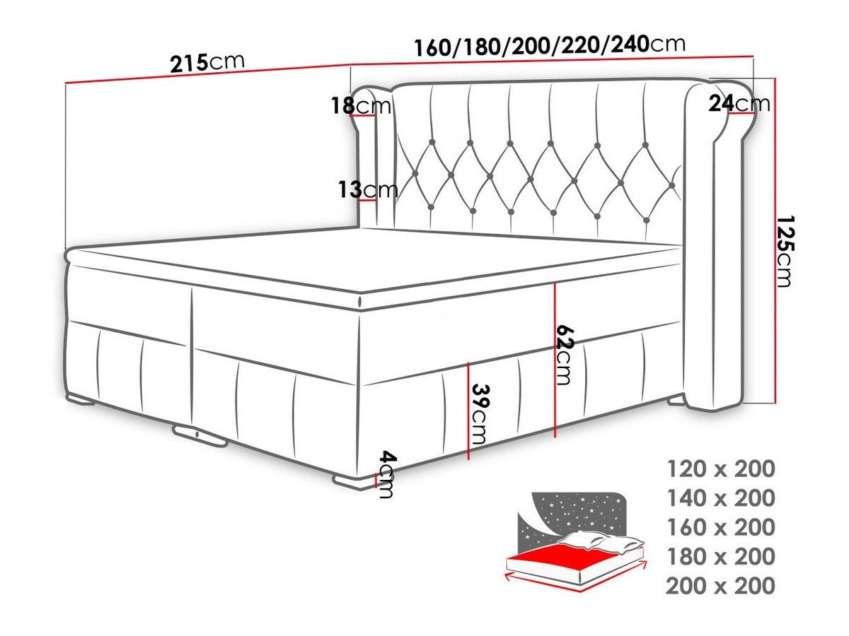 Kontinentális ágy MASSIMO, Szín: Magic Velvet 2201, Alvó felület mérete: 180 x 200 cm