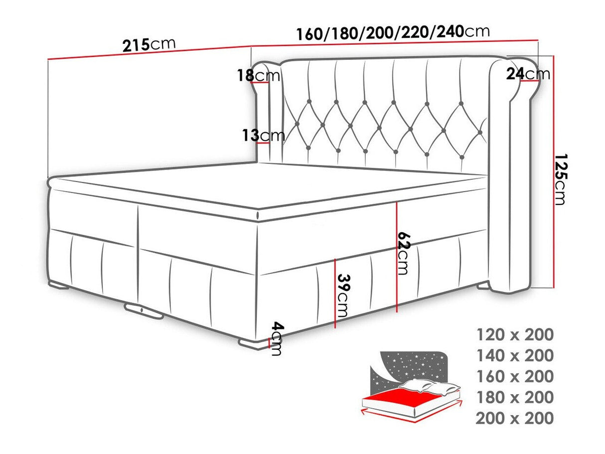 Kontinentális ágy MASSIMO, Szín: Magic Velvet 2201, Alvó felület mérete: 120 x 200 cm
