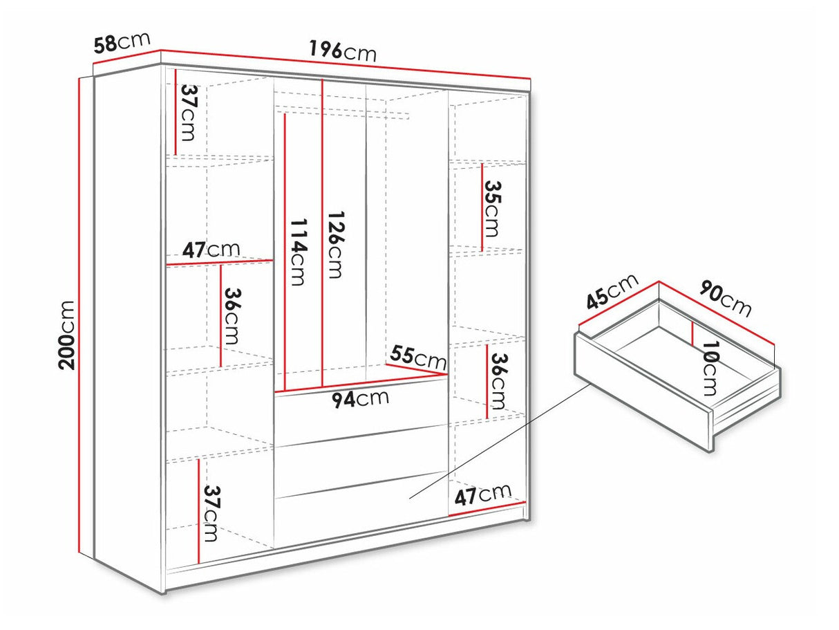 Gardróbszekrény Szafa RETRO D4 Czarny (Fekete)