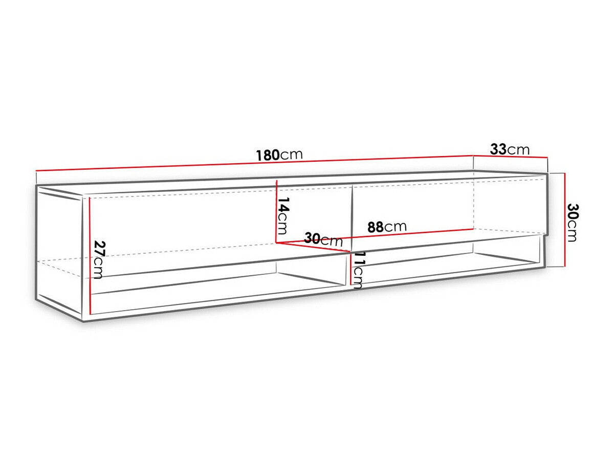TV-állvány Lowboard A180 (Adenik 180), Led világítás: Nem, Szín: Grafit