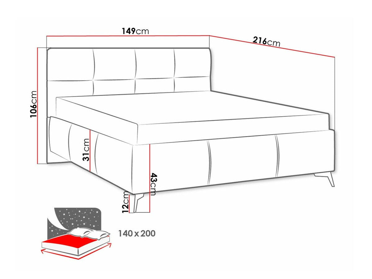 Ágy GENUA (Widans), Szín: Fresh 32, Alvó felület mérete: 140 x 200 cm
