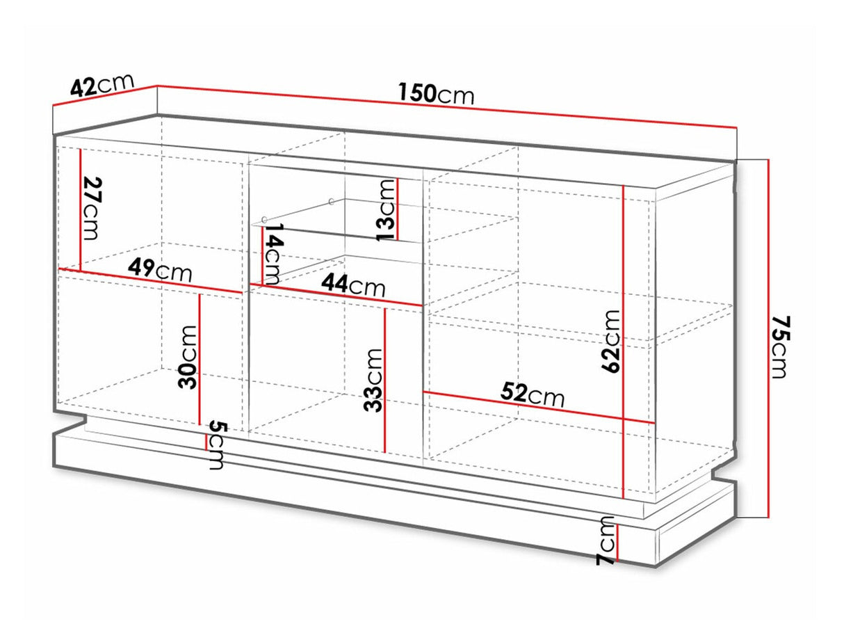 Szekrény QIU 2D1K (Agnes), Szín: Fehér + Fényes fehér, Világítás: Nem