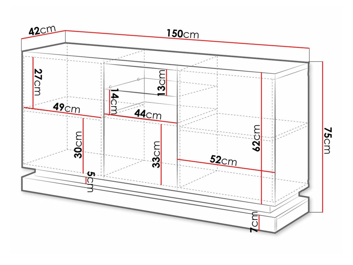 Szekrény QIU 2D1K (Agnes), Szín: Fekete + Fényes fekete, Világítás: Ez kék