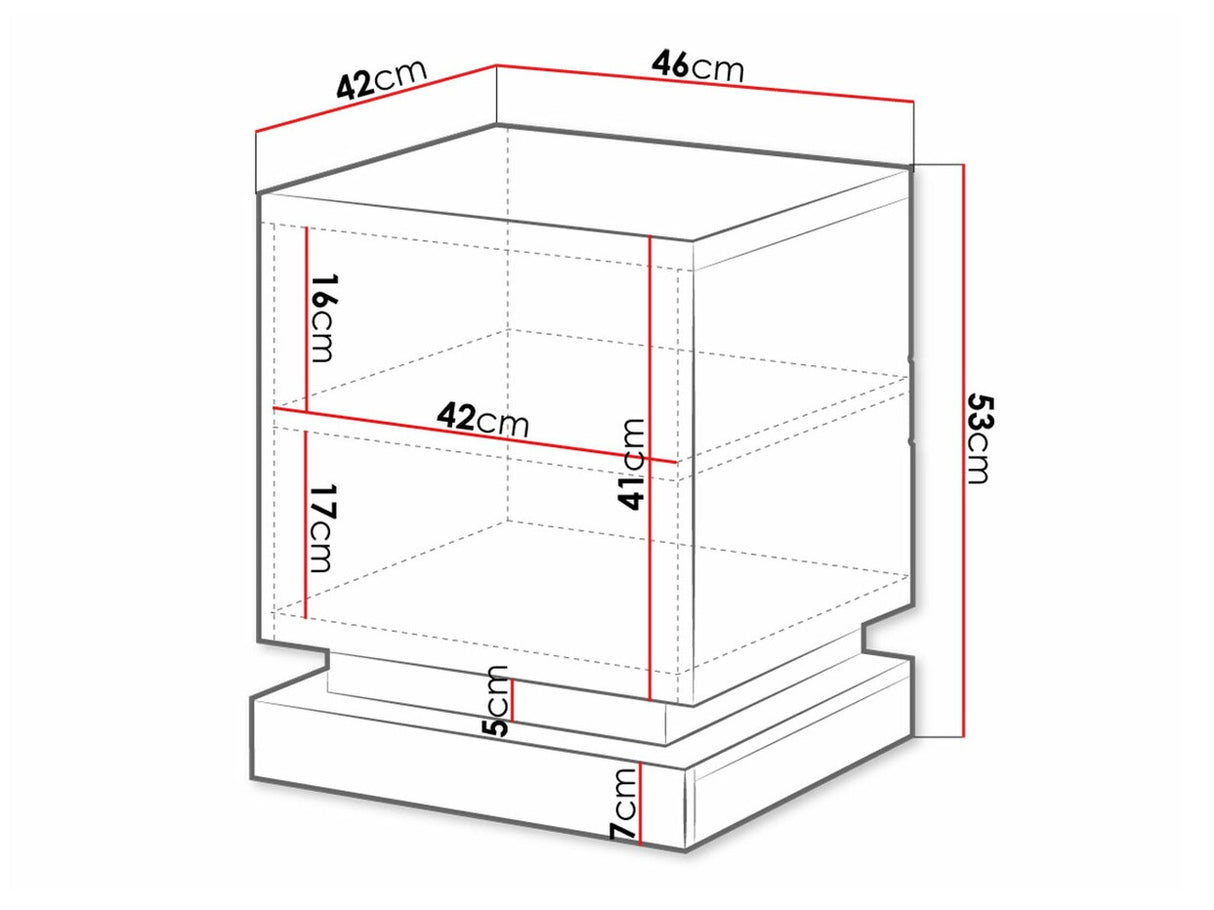 Éjjeliszekrény szett QIU 2 szt. (Agnes) , Szín: Fehér + Fényes fehér, Világítás: Nem