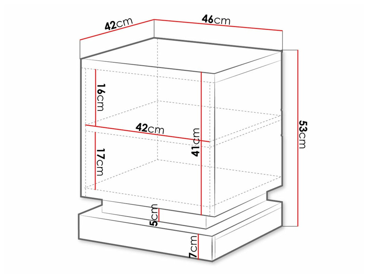 Éjjeliszekrény szett QIU 2 szt. (Agnes) , Szín: Fehér + Fényes fehér, Világítás: Ez kék