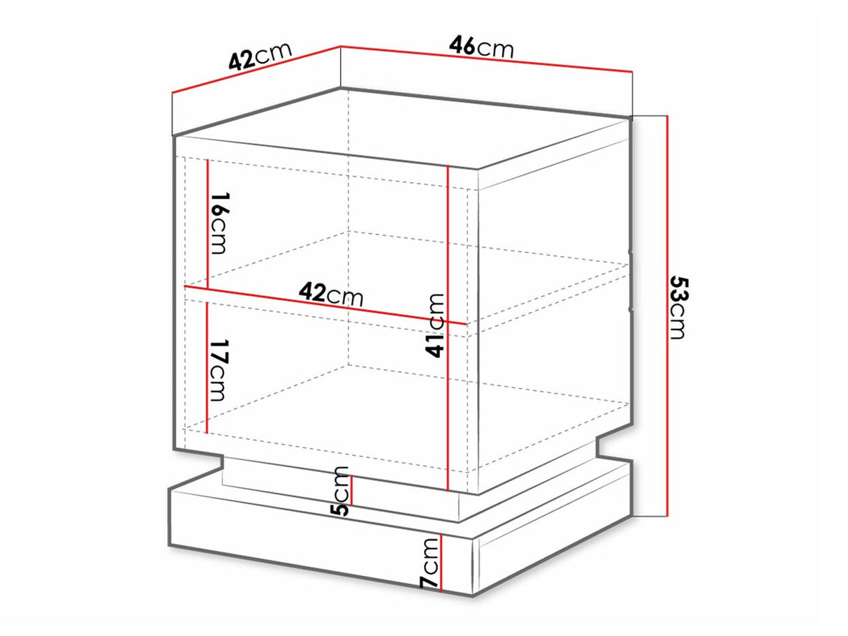Éjjeliszekrény szett QIU 2 szt. (Agnes) , Szín: Fekete + Fényes fekete, Világítás: Nem