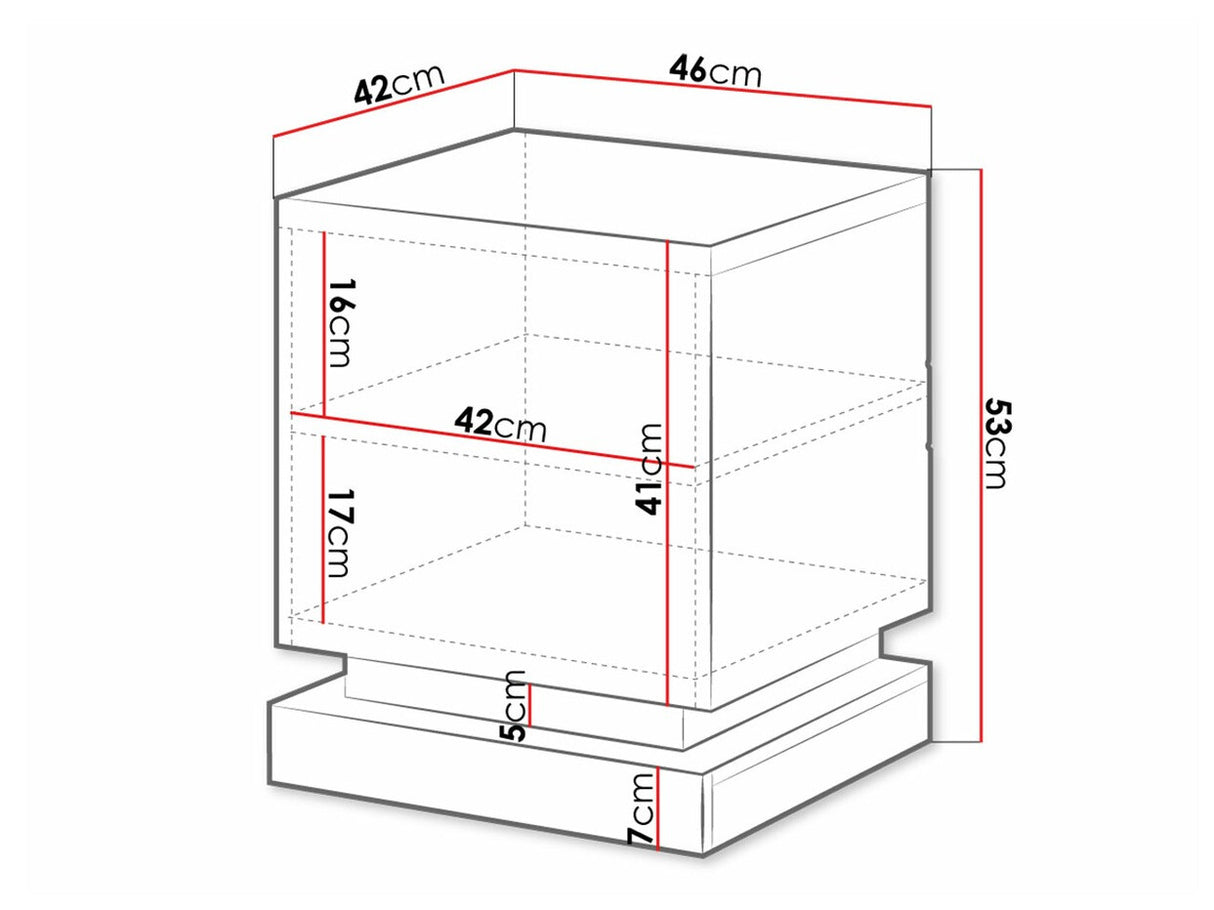 Éjjeliszekrény szett QIU 2 szt. (Agnes) , Szín: Fekete + Fényes fekete, Világítás: Ez kék