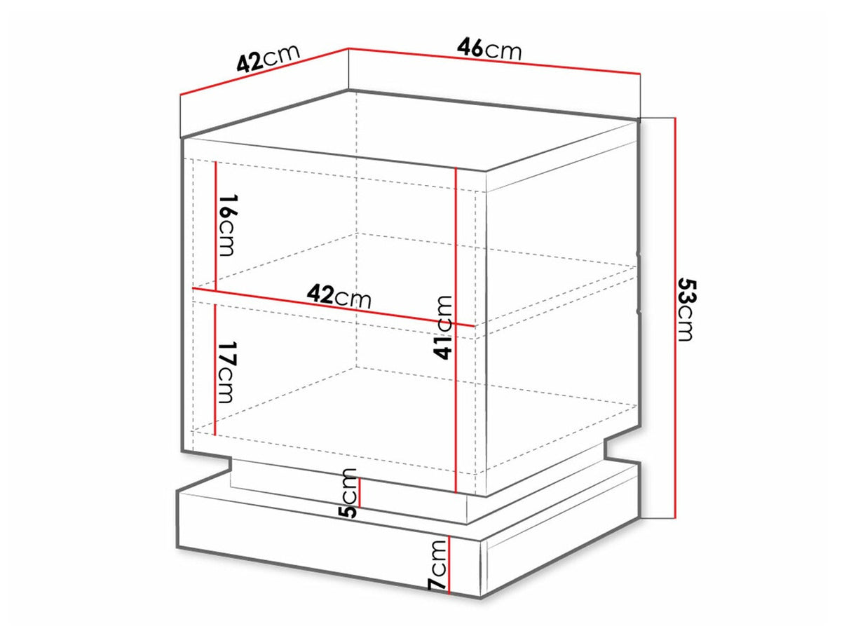 Éjjeliszekrény szett QIU 2 szt. (Agnes) , Szín: Fekete + Fényes fekete, Világítás: Igen RGB