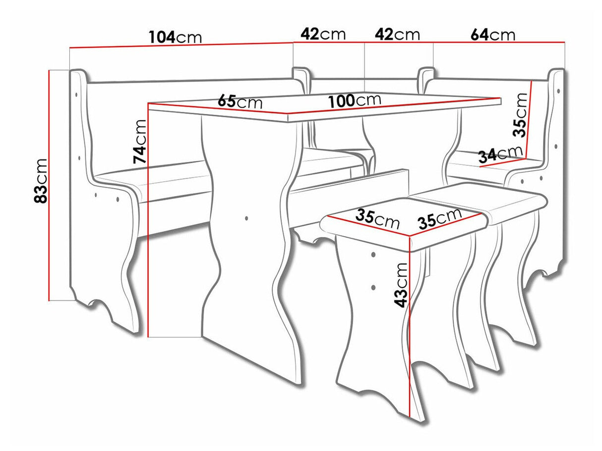 Sarok étkező garnitúra Thomas (Samot), Szín: Kézműves aranytölgy + Hugo 100