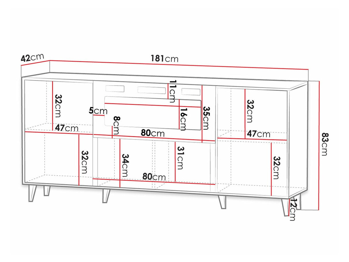 Szekrény VAMOS 180 EF (kandalló 180 Tilderi), Szín: Antracit
