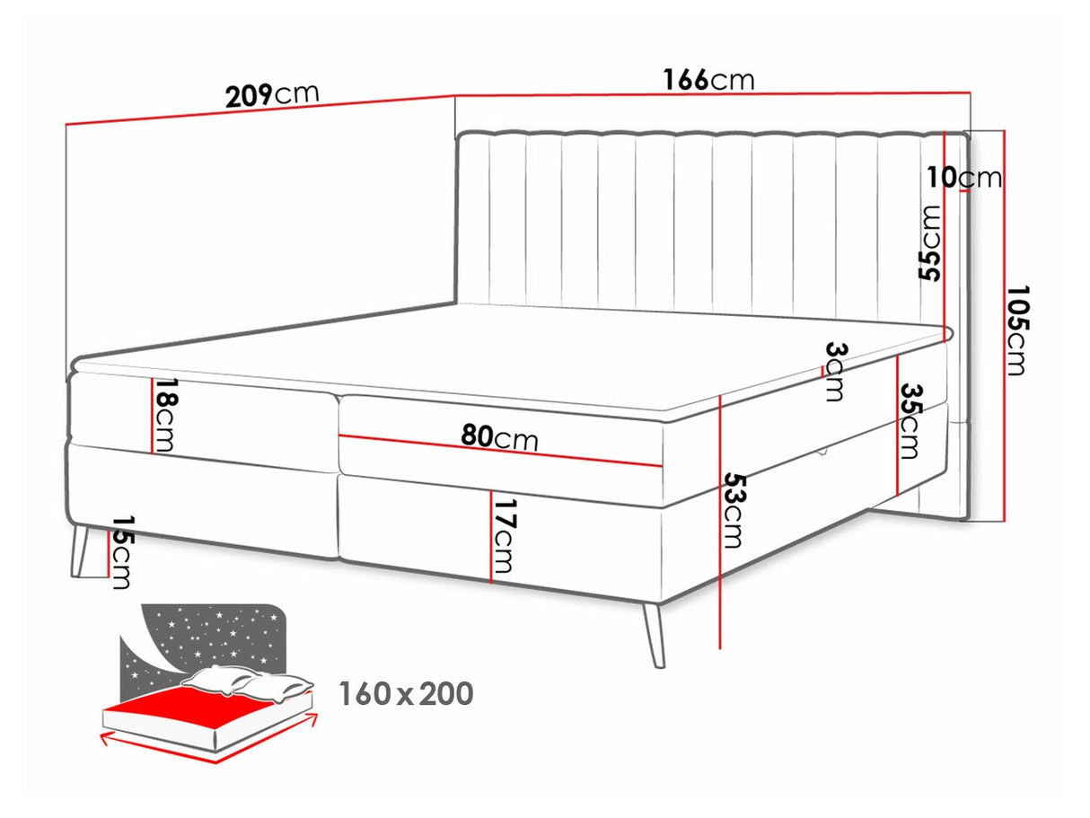 Kontinentális ágy Cindy (Tosseri), Szín: Poso 05 + Kronos 05, Alvó felület mérete: 160 x 200 cm
