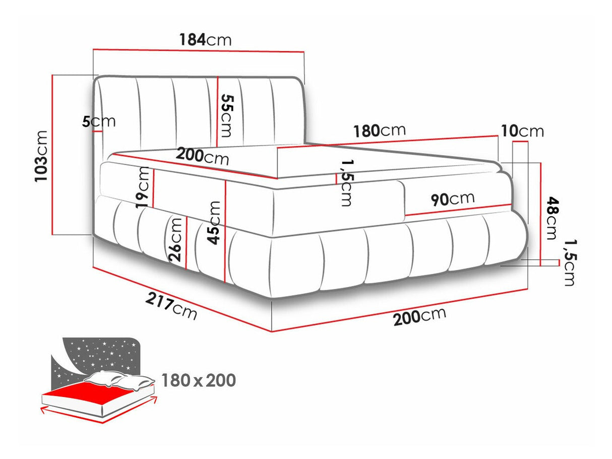 Kontinentális ágy Venezia (Evolito), Szín: Kronos 09, Alvó felület mérete: 180 x 200 cm