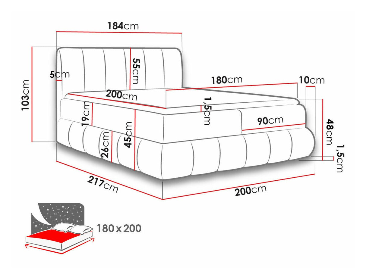 Kontinentális ágy Venezia (Evolito), Szín: Kronos 19, Alvó felület mérete: 180 x 200 cm
