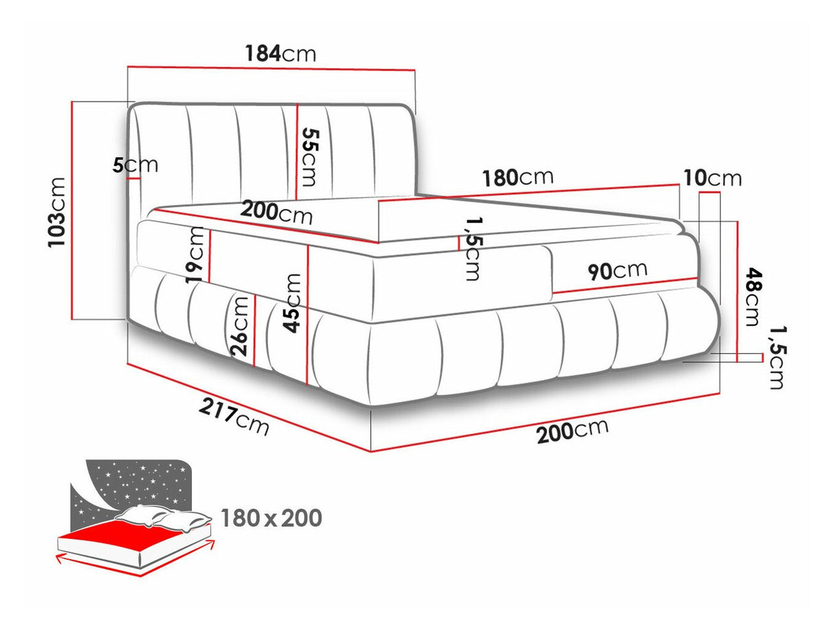 Kontinentális ágy Venezia (Evolito), Szín: Kronos 22, Alvó felület mérete: 180 x 200 cm