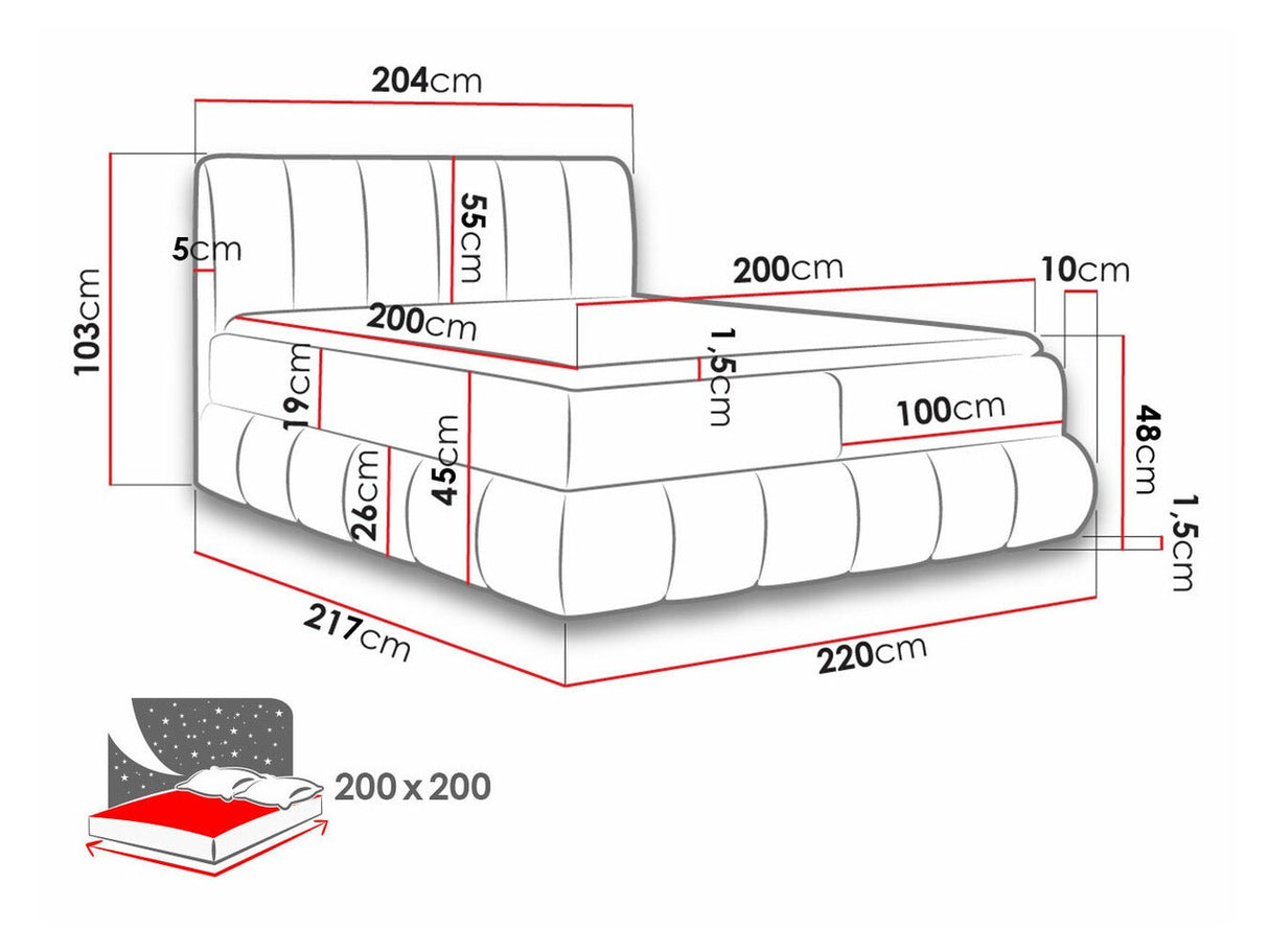 Kontinentális ágy Venezia (Evolito), Szín: Kronos 22, Alvó felület mérete: 200 x 200 cm