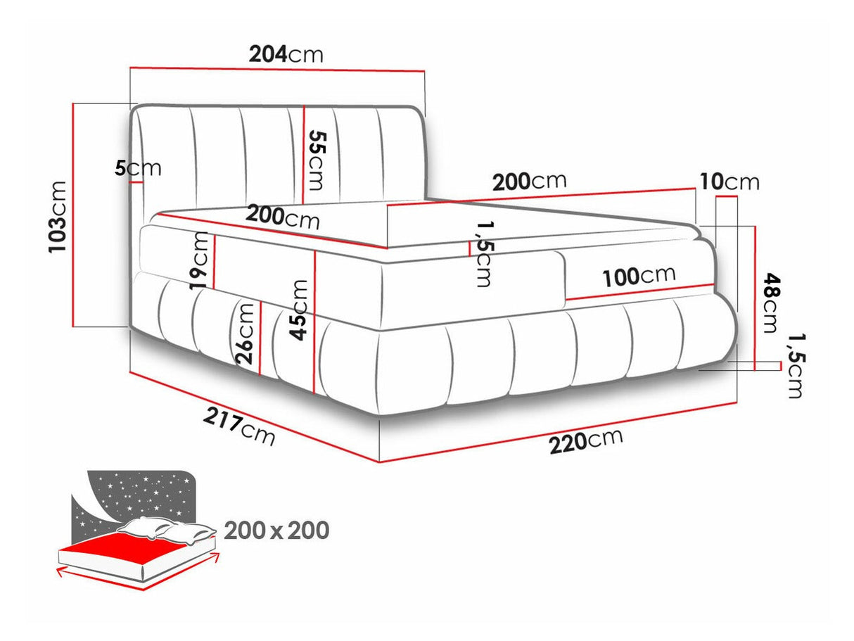 Kontinentális ágy Venezia (Evolito), Szín: Kronos 26, Alvó felület mérete: 200 x 200 cm