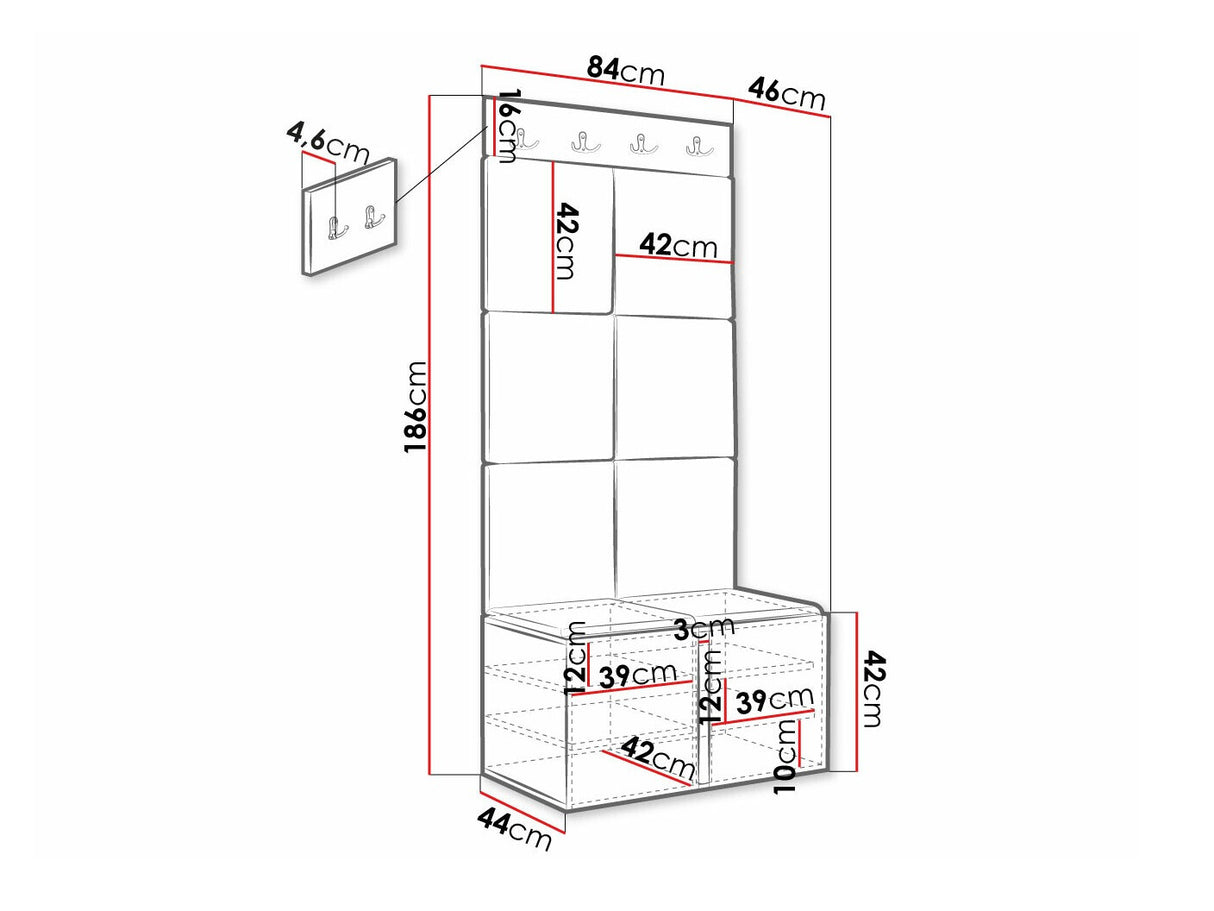 Előszoba garnitúra Orion Ryfel Ramiro IV (Tavasz), Keret színe: Fehér, Puha falpanel színe: Manila 16