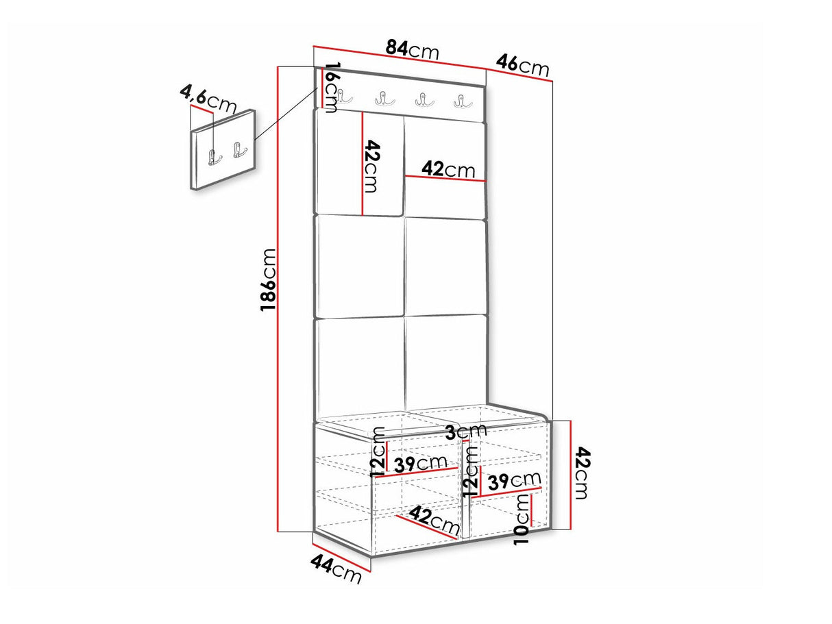 Előszoba garnitúra Orion Ryfel Ramiro IV (Tavasz), Keret színe: Fekete, Puha falpanel színe: Manila 09