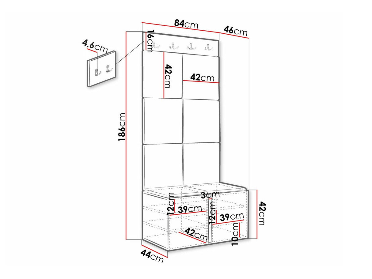 Előszoba garnitúra Orion Ryfel Ramiro IV (Tavasz), Keret színe: Fekete, Puha falpanel színe: Manila 11