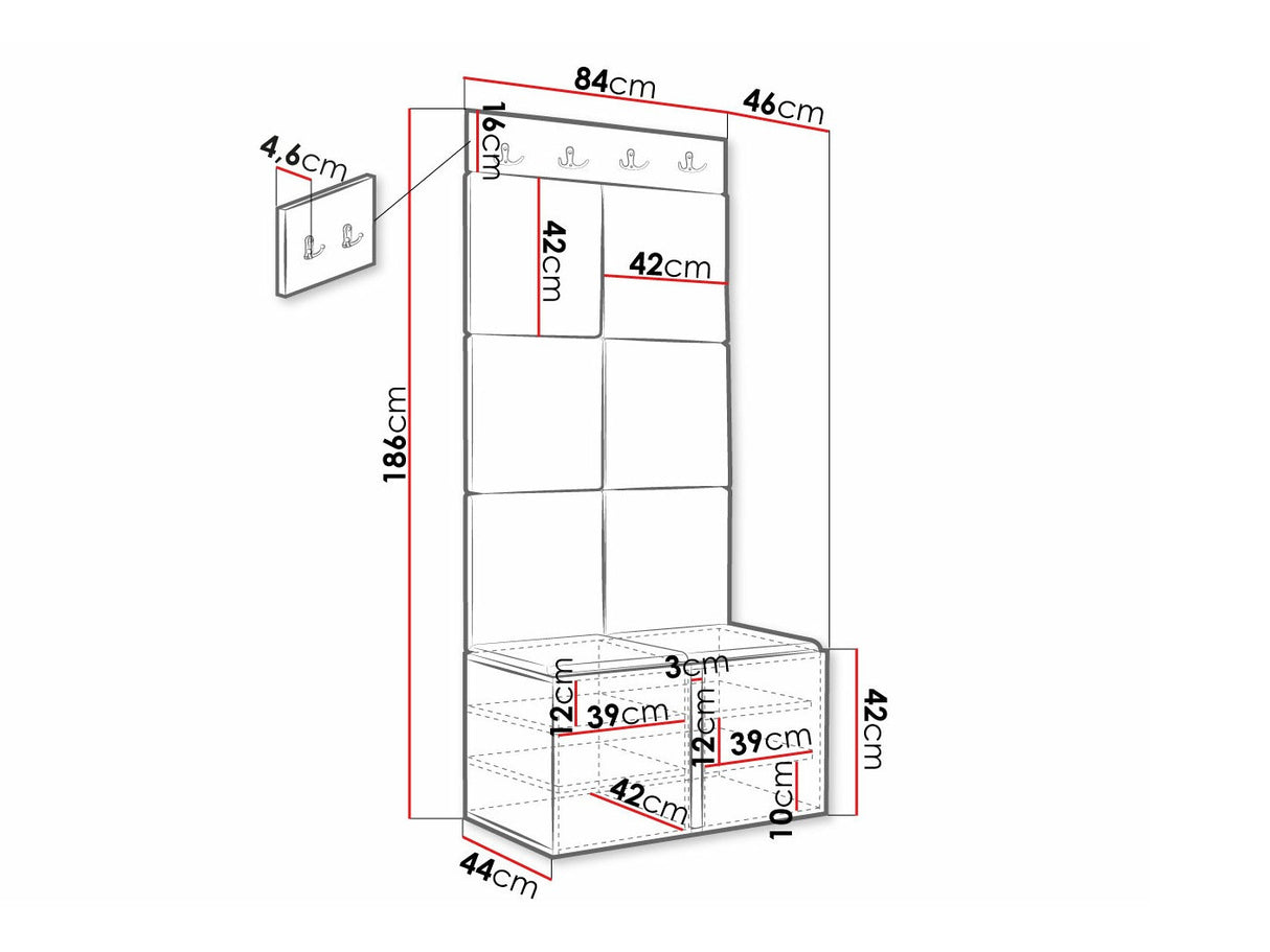Előszoba garnitúra Orion Ryfel Ramiro IV (Tavasz), Keret színe: Fekete, Puha falpanel színe: Soft 011