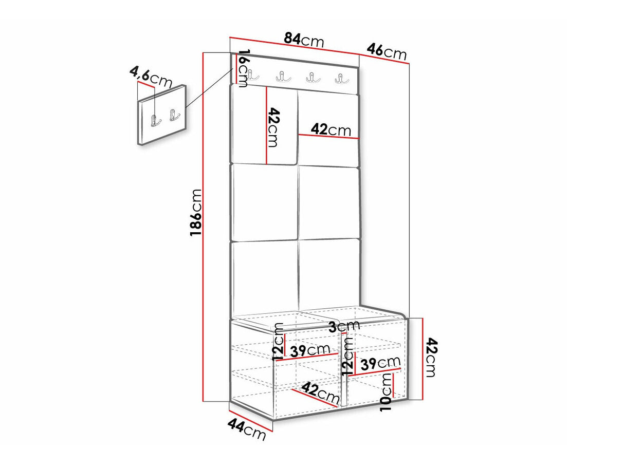 Előszoba garnitúra Orion Ryfel Ramiro IV (Tavasz), Keret színe: Fekete, Puha falpanel színe: Soft 017