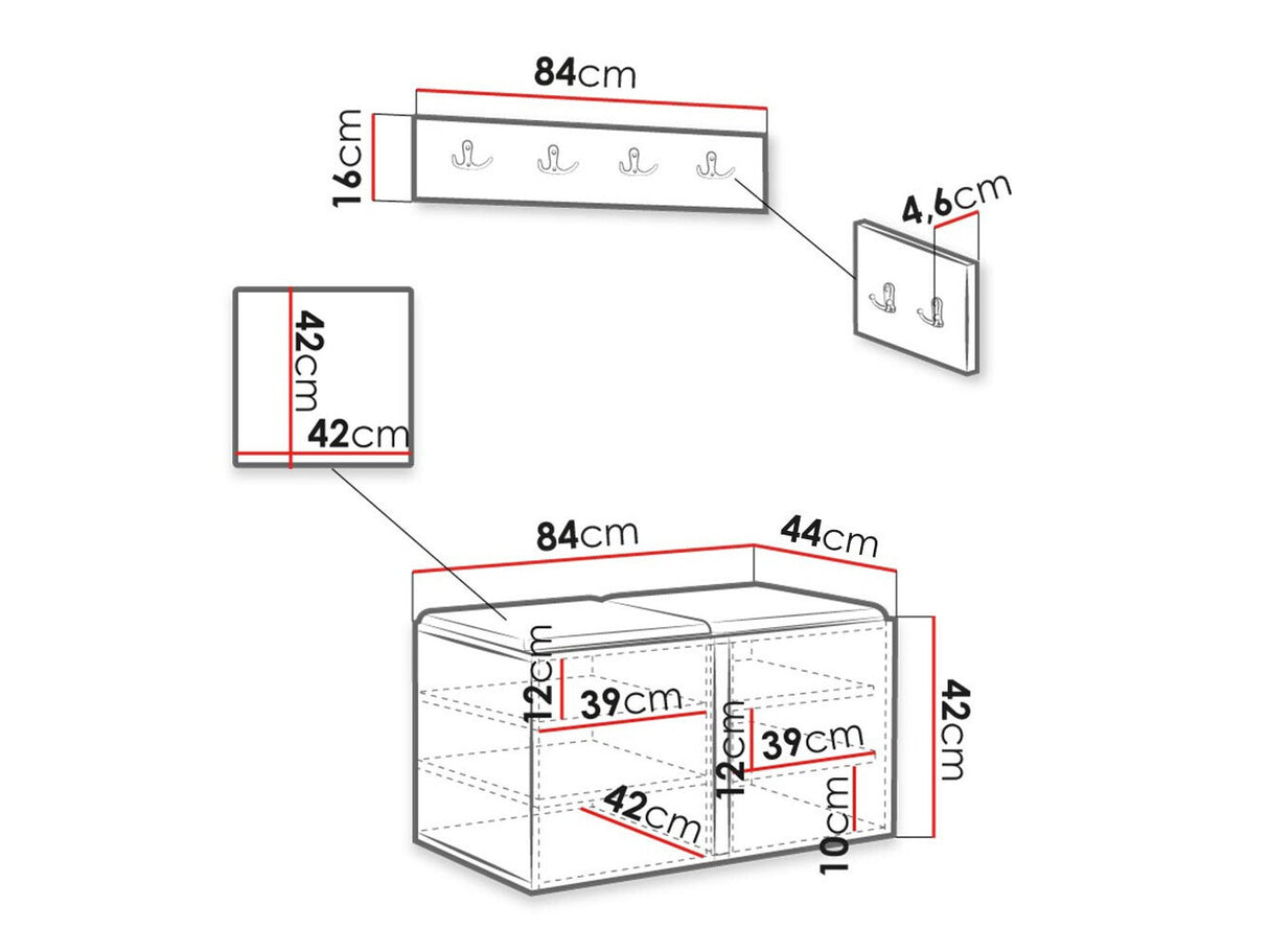 Előszoba garnitúra ORION RYFEL RAMIRO VI (Terospito), Keret színe: Fehér, Puha falpanel színe: Manila 02