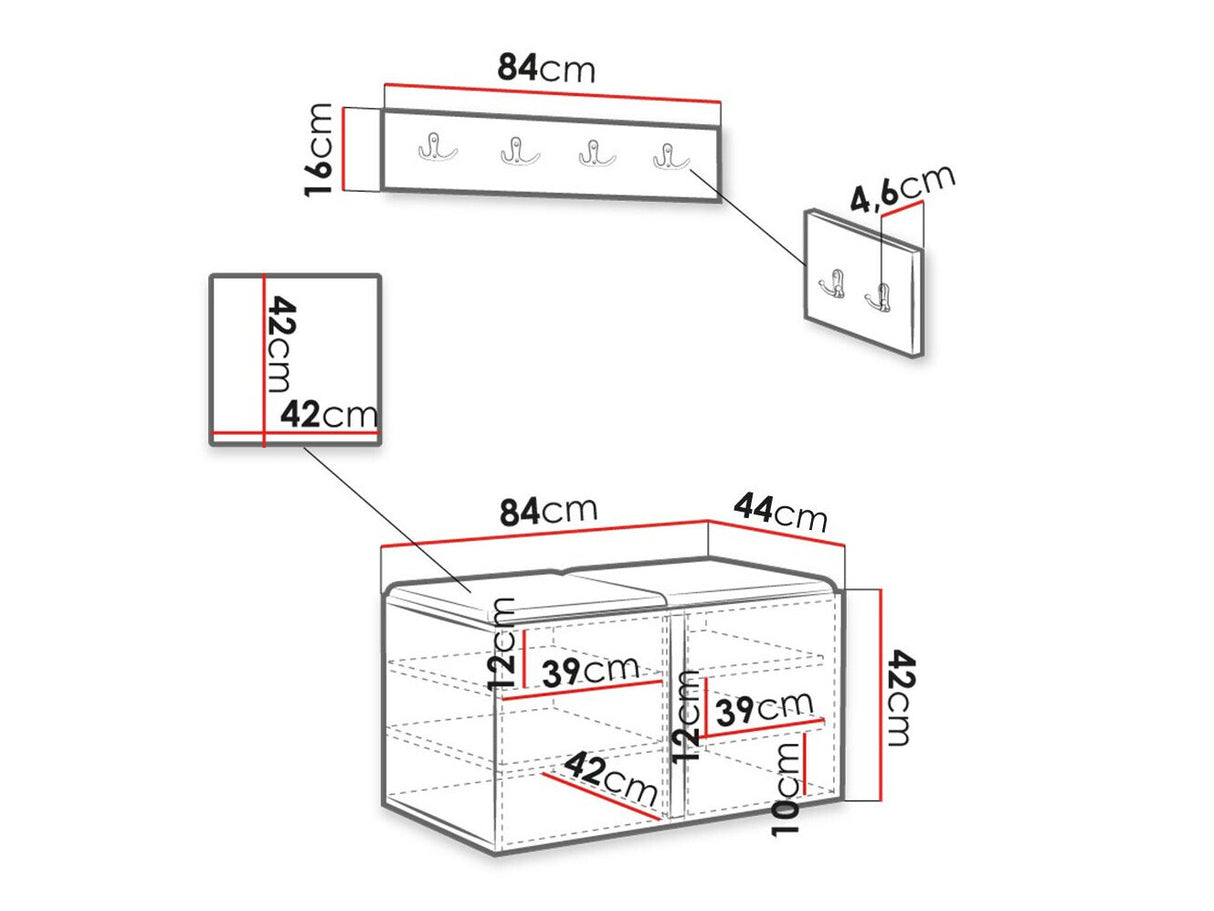 Előszoba garnitúra ORION RYFEL RAMIRO VI (Terospito), Keret színe: Fehér, Puha falpanel színe: Manila 09
