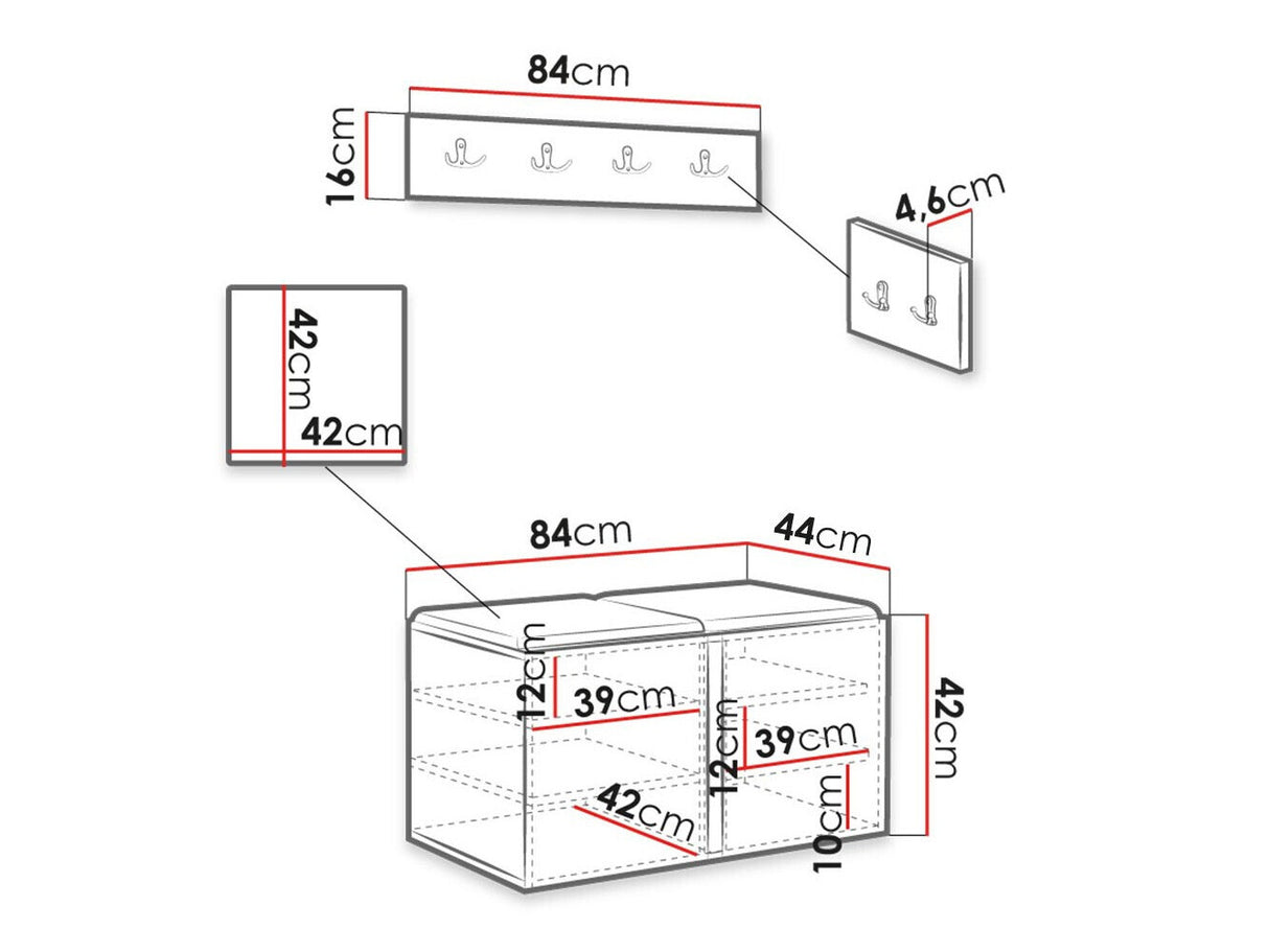 Előszoba garnitúra ORION RYFEL RAMIRO VI (Terospito), Keret színe: Fehér, Puha falpanel színe: Manila 32