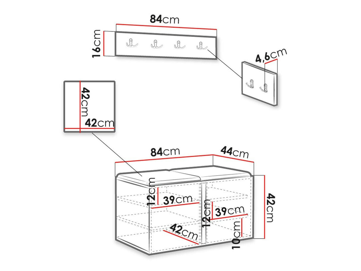 Előszoba garnitúra ORION RYFEL RAMIRO VI (Terospito), Keret színe: Fehér, Puha falpanel színe: Soft 017