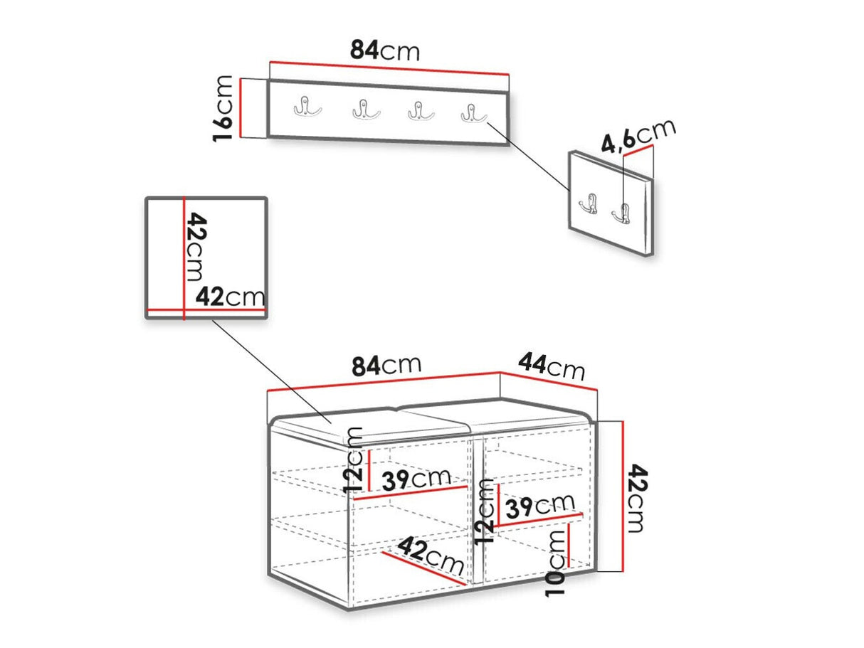 Előszoba garnitúra ORION RYFEL RAMIRO VI (Terospito), Keret színe: Fekete, Puha falpanel színe: Manila 09
