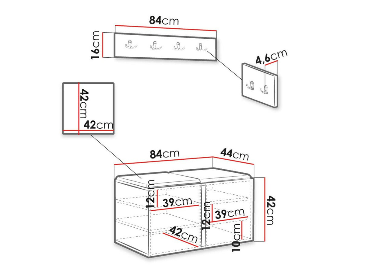 Előszoba garnitúra ORION RYFEL RAMIRO VI (Terospito), Keret színe: Fekete, Puha falpanel színe: Manila 11