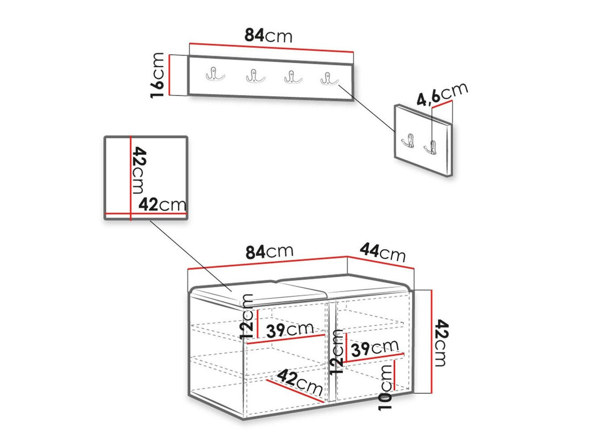 Előszoba garnitúra ORION RYFEL RAMIRO VI (Terospito), Keret színe: Fekete, Puha falpanel színe: Manila 26